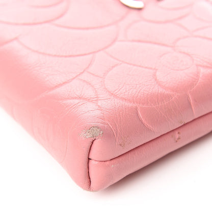 Chanel Lambskin Camellia Embossed Key Holder Case Pink 9 of 13