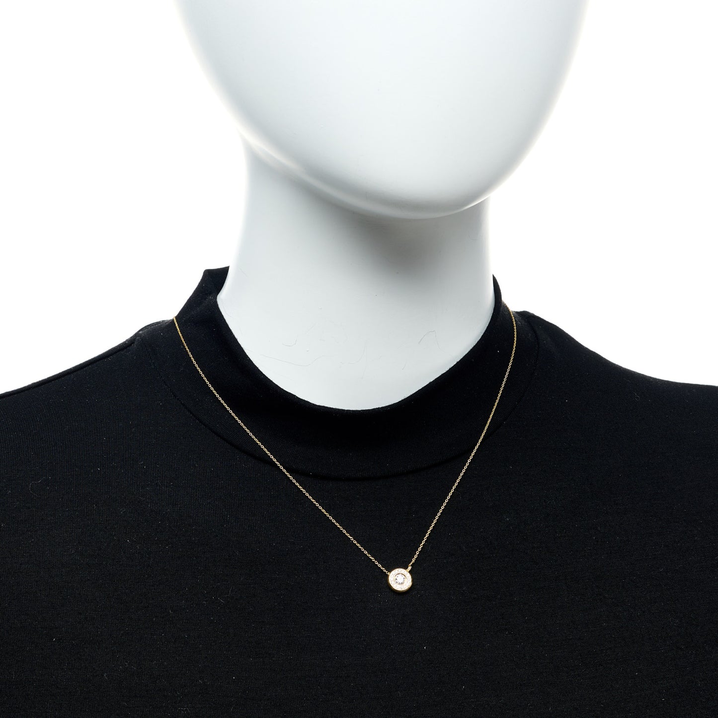 18K Yellow Gold Diamond Pave Pendant Necklace