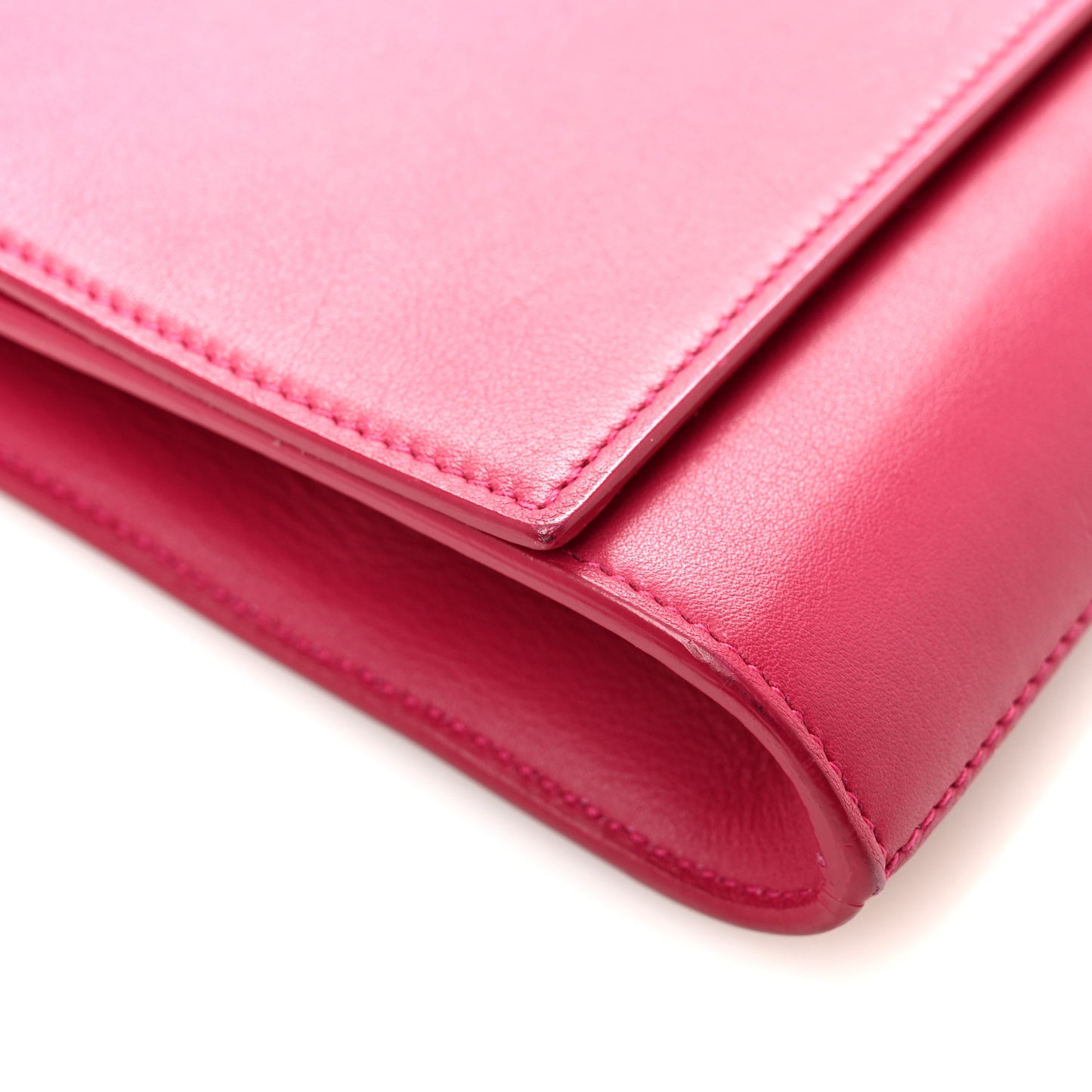 Calfskin Classic Y Ligne Clutch Fuchsia