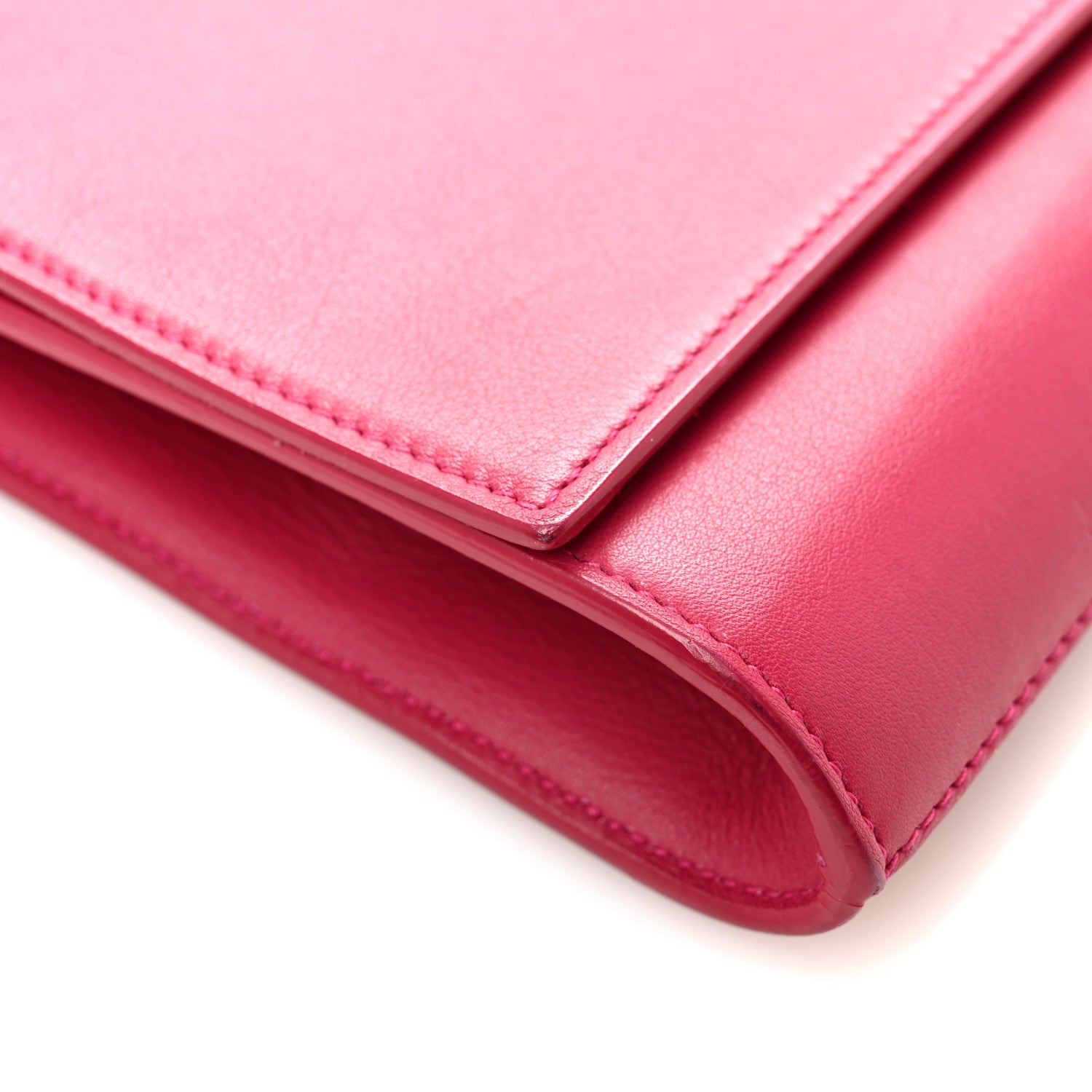 Saint Laurent Calfskin Classic Y Ligne Clutch Fuchsia 8 of 13