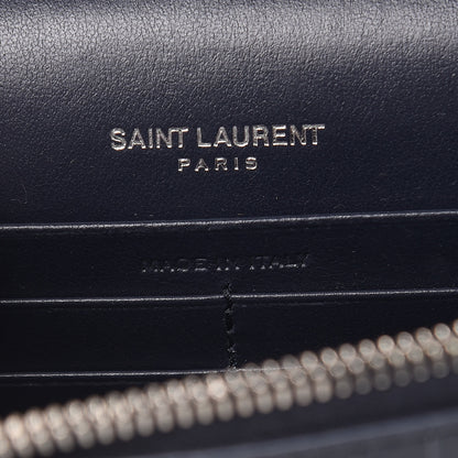 Mansur Gavriel Calfskin Crocodile Embossed Kate Monogram Tassel Chain Wallet Deep Marine 6 of 9