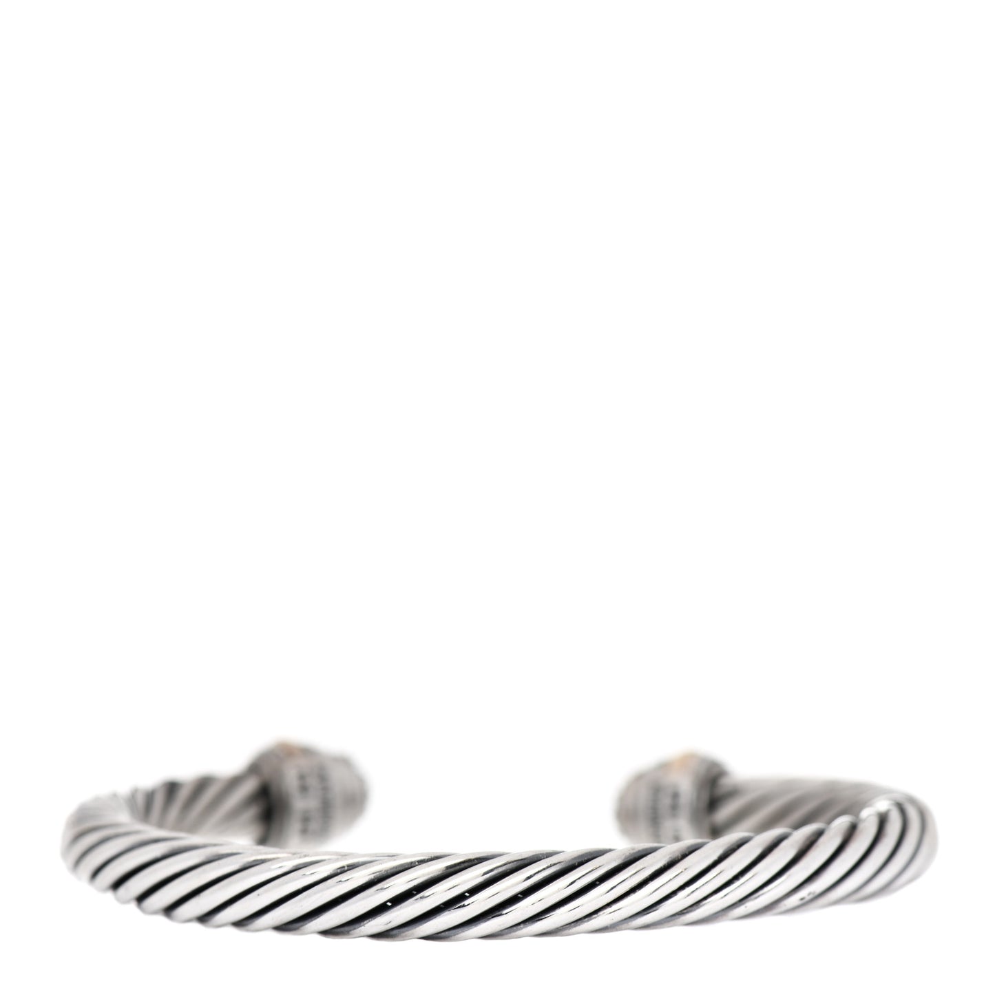 Sterling Silver 18K Yellow Gold Diamond Pave 7mm Cable Classics Bracelet