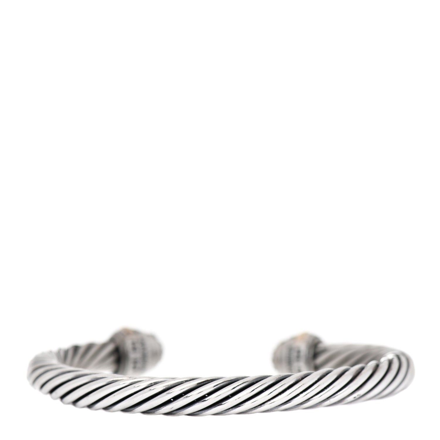 David Yurman Sterling Silver 18K Yellow Gold Diamond Pave 7mm Cable Classics Bracelet 2 of 3