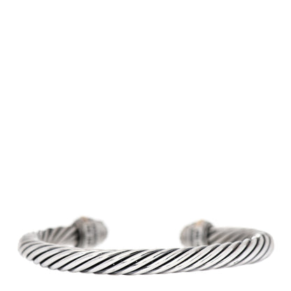 David Yurman Sterling Silver 18K Yellow Gold Diamond Pave 7mm Cable Classics Bracelet 2 of 3