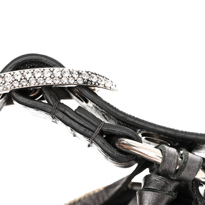Balenciaga Metallic Calfskin Crocodile Embossed Crystal Small Le Cagole Shoulder Bag Gunmetal 14 of 19