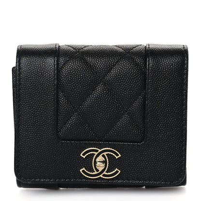 Chanel Caviar Quilted Mademoiselle Vintage Compact Flap Wallet Black 1 of 8