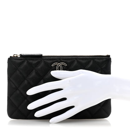 Chanel Shiny Caviar Quilted Strass CC Cosmetic Case Black 2 of 9