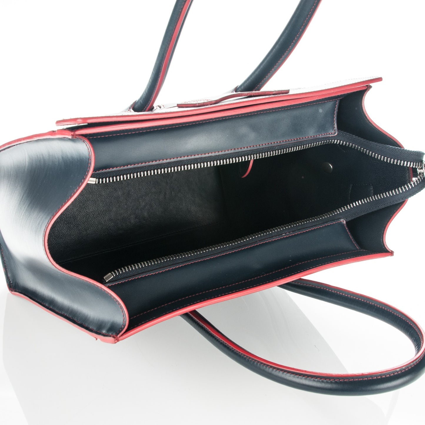 Satin Debossed Calfskin Micro Luggage Navy Blue
