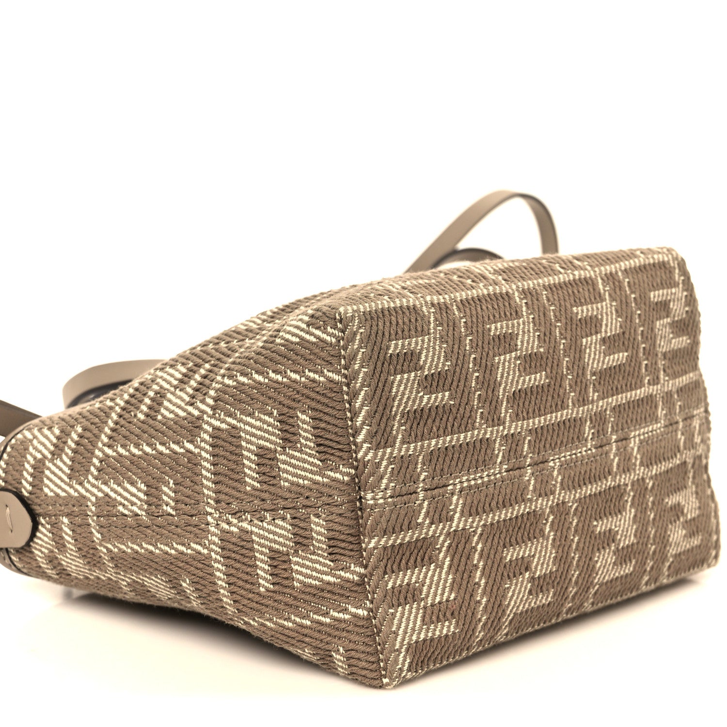 Fendi Denim Jacquard FF Effect Vitello Grace Mini Roll Tote Dove White Dove 10 of 11