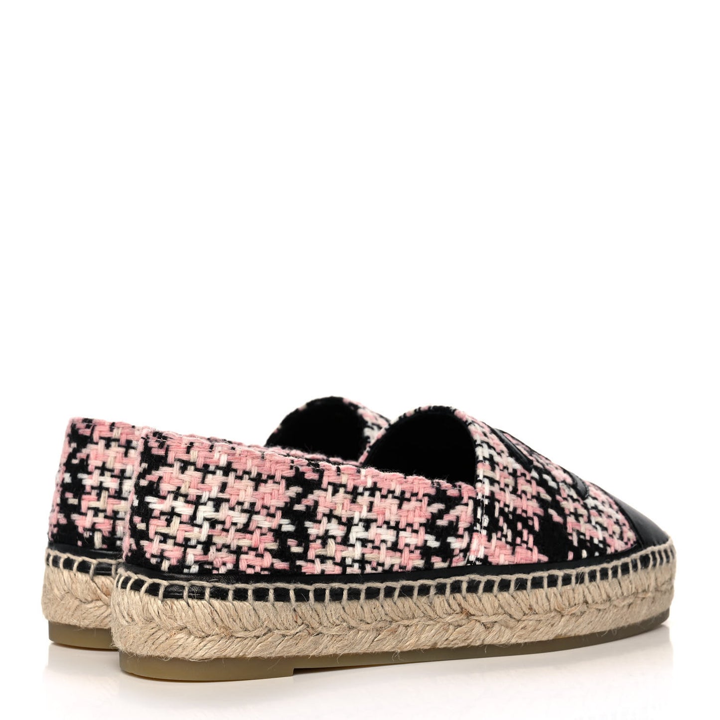 Tweed Lambskin CC Espadrilles 36 Pink Black