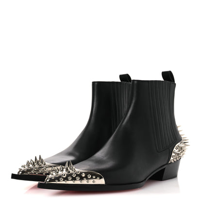 Christian Louboutin Calfskin Spiked Mens Chelviss Meteor Flat Ankle Boots 43 Black 4 of 11