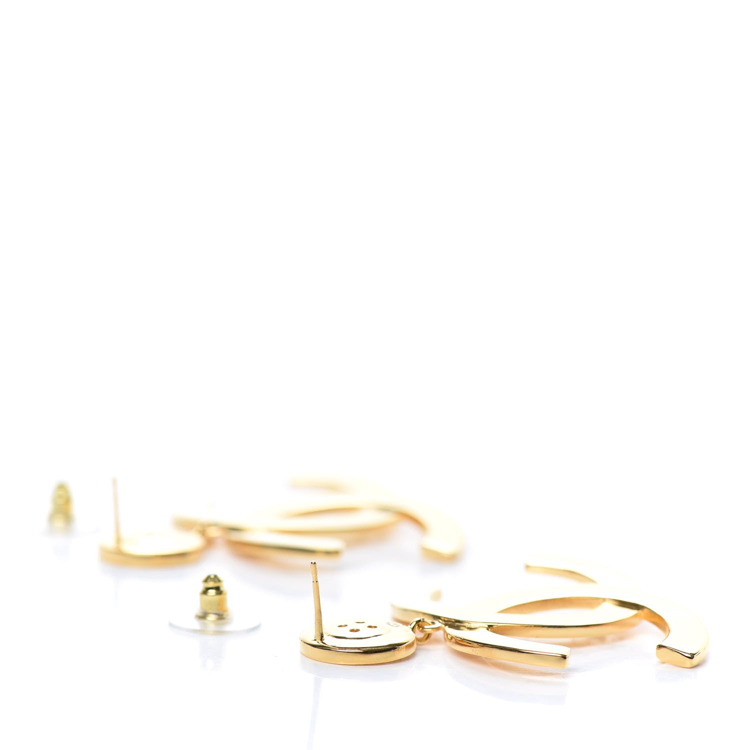 Chanel Metal Large Paris Button Earrings Gold 3 of 5