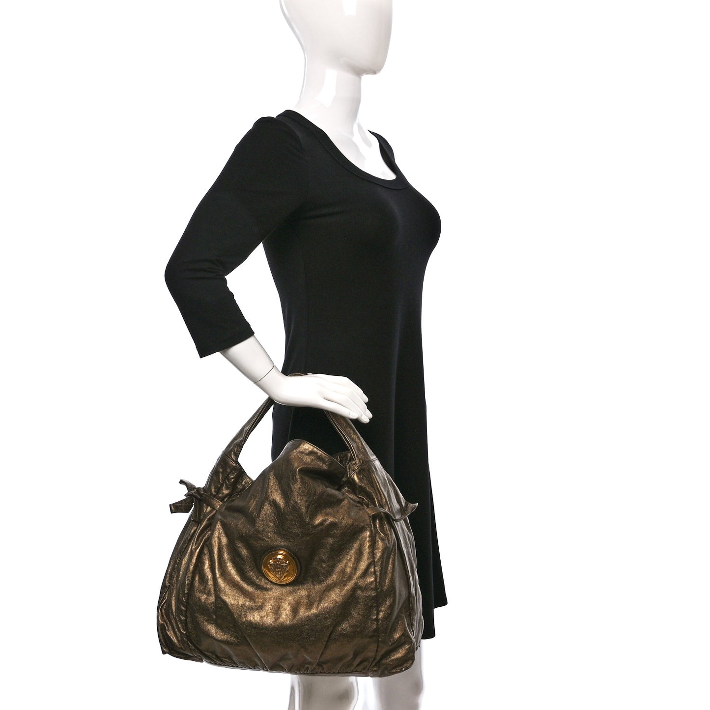 Metallic Calfskin Medium Hysteria Hobo Brown