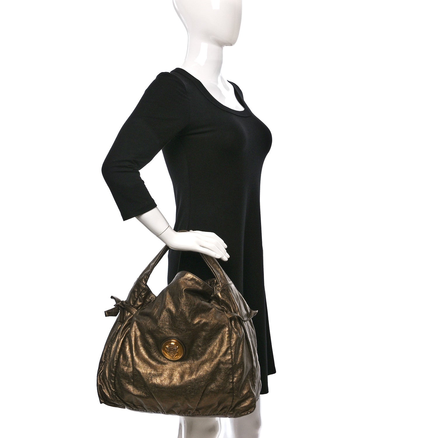 Gucci Metallic Calfskin Medium Hysteria Hobo Brown 2 of 12