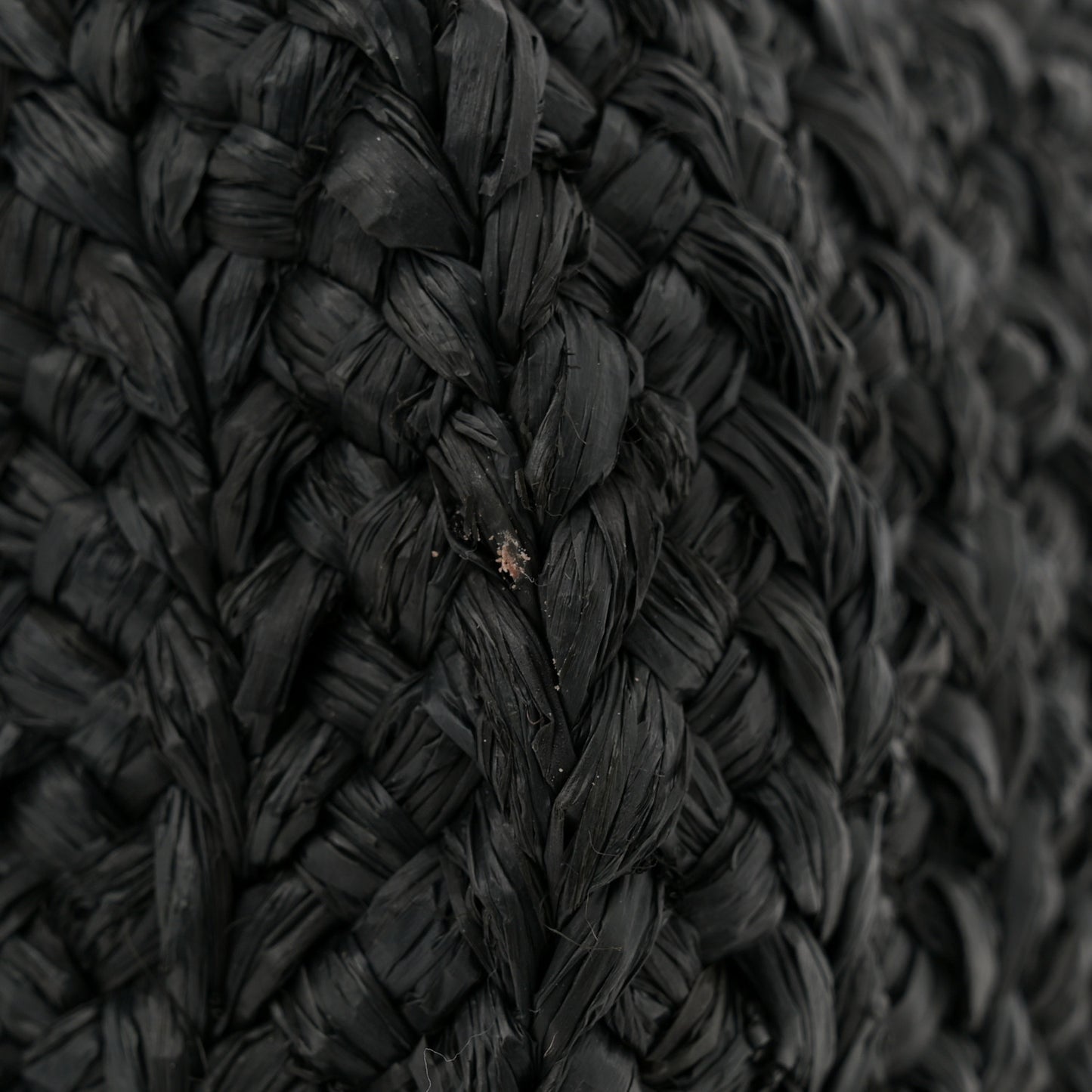 Raffia Calfskin Small Panier Tote Black