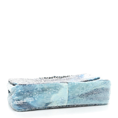Chanel Sequin Large Waterfall Flap Light Blue 4 of 9