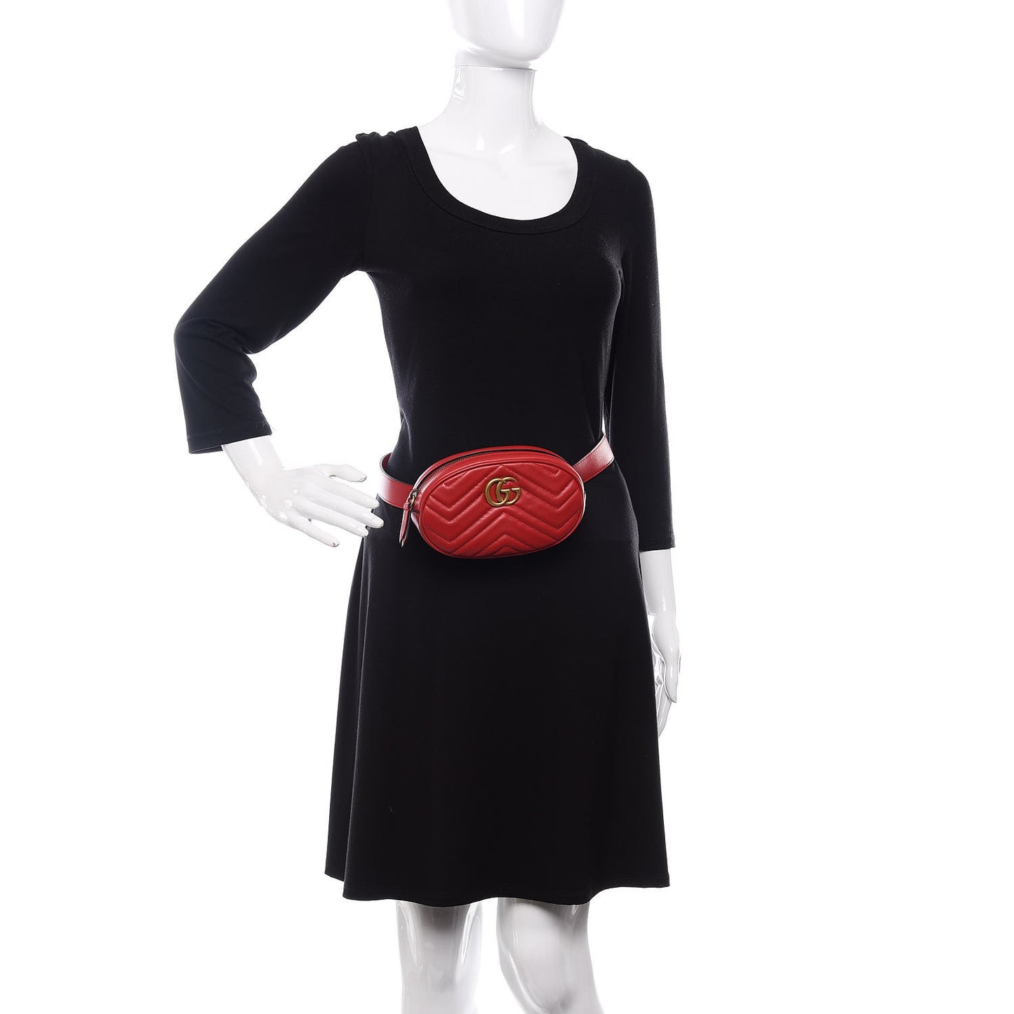 Calfskin Matelasse GG Marmont Belt Bag 95 38 Hibiscus Red