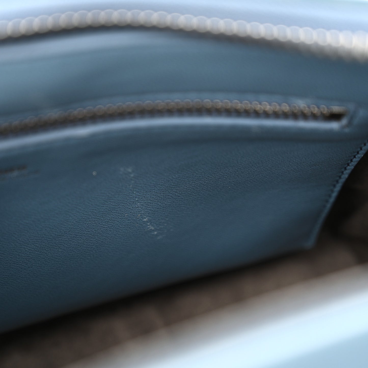 Shiny Nappa Trapuntata Small DotCom Click Top Handle Chain Satchel Blue