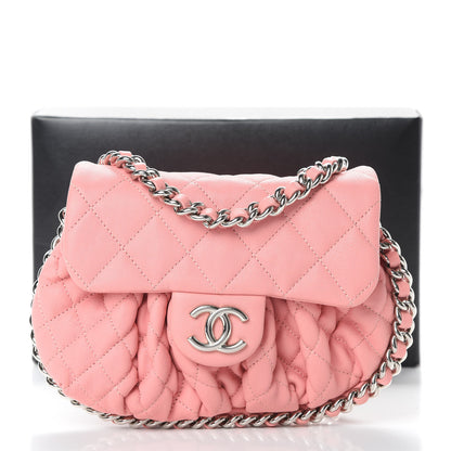 Chanel Washed Lambskin Quilted Mini Chain Around Messenger Pink 11 of 11