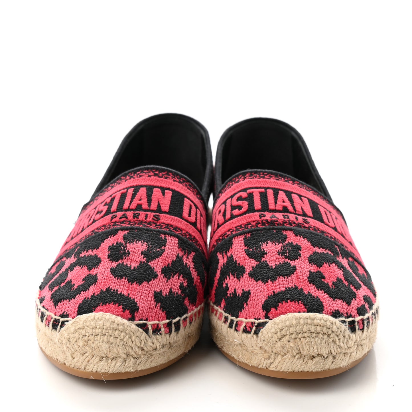 Cotton Embroidered Leopard Print Granville Espadrille 39 Framboise