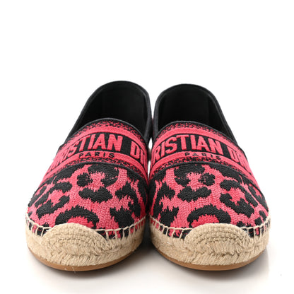Christian Dior Cotton Embroidered Leopard Print Granville Espadrille 39 Framboise 2 of 8