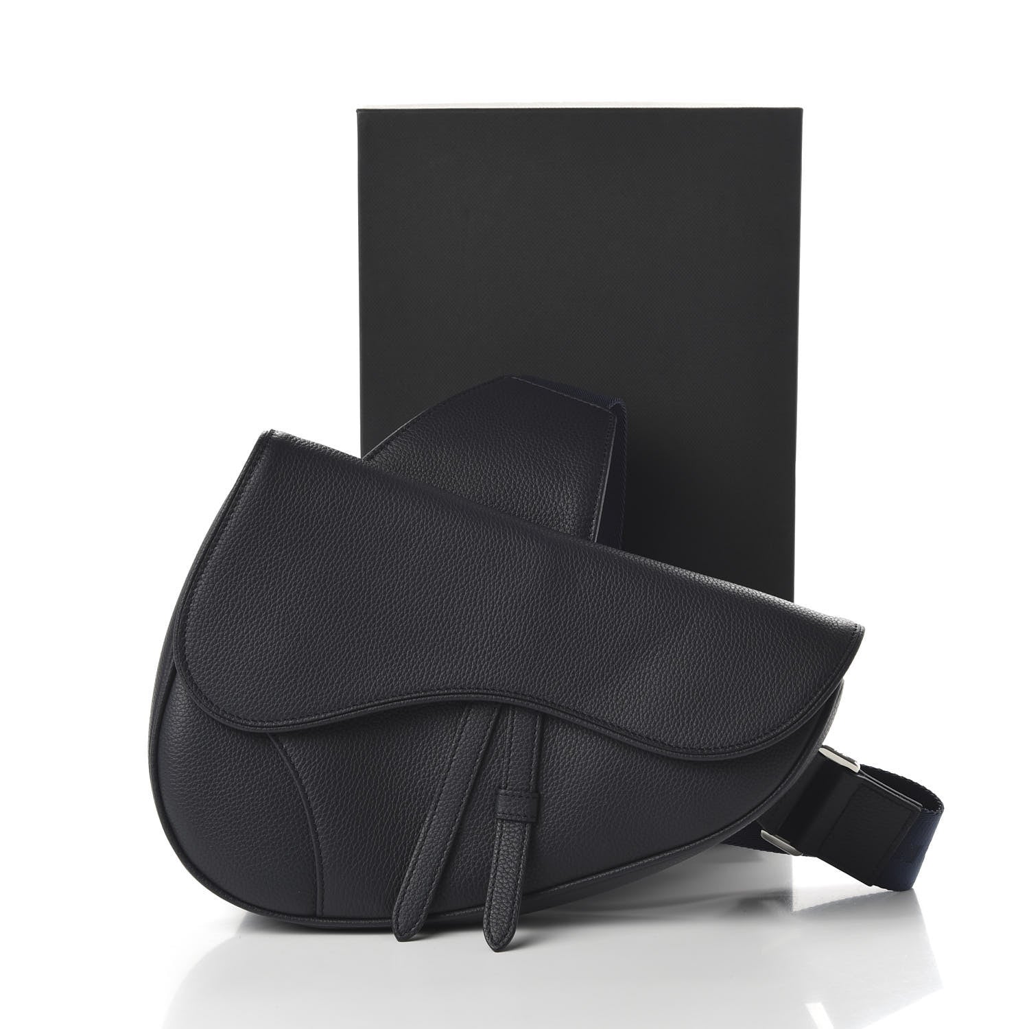 Christian Dior Grained Calfskin Saddle Bag Navy Blue 9 of 9