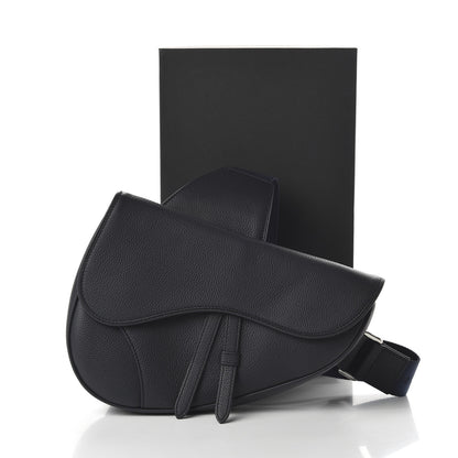 Christian Dior Grained Calfskin Saddle Bag Navy Blue 9 of 9
