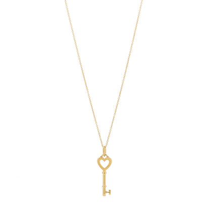 Tiffany 18K Yellow Gold Mini Heart Key Pendant Necklace 1 of 6