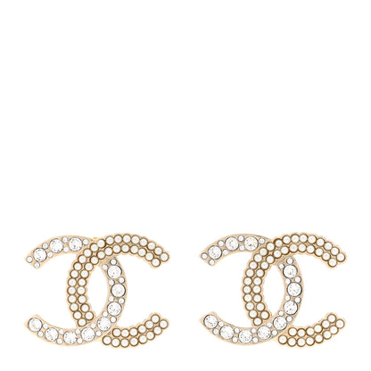 Chanel Crystal Pearl CC Earrings Gold 1 of 4