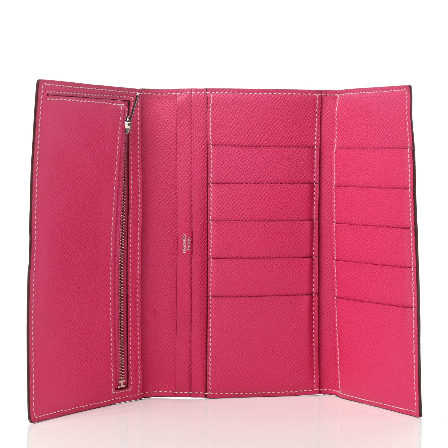 Hermes Epsom Bi-Color Tri-Fold Bearn Wallet Tosca Rose Tyrien 5 of 6
