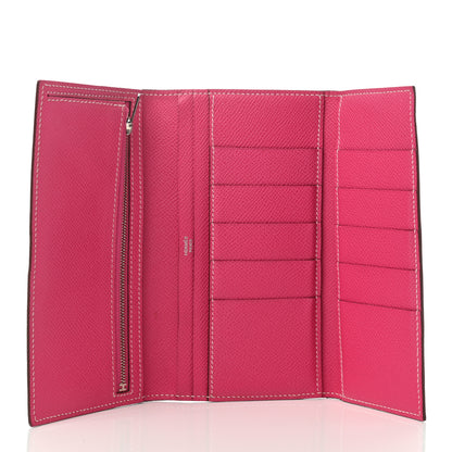 Hermes Epsom Bi-Color Tri-Fold Bearn Wallet Tosca Rose Tyrien 5 of 6