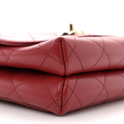 Chanel Calfskin Quilted Small Double Pocket Top Handle Flap Red 9 of 12