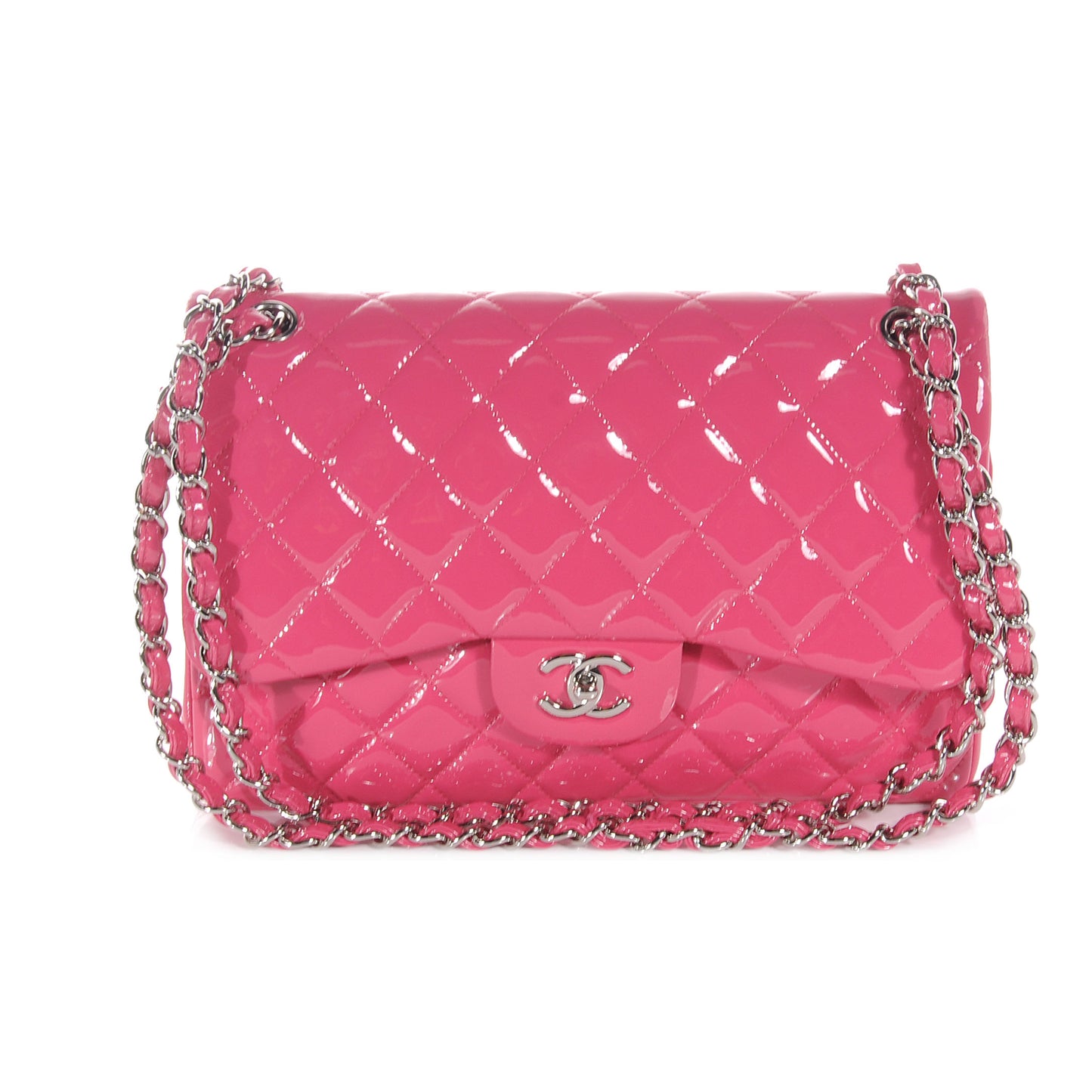 Patent Jumbo Double Flap Fuchsia