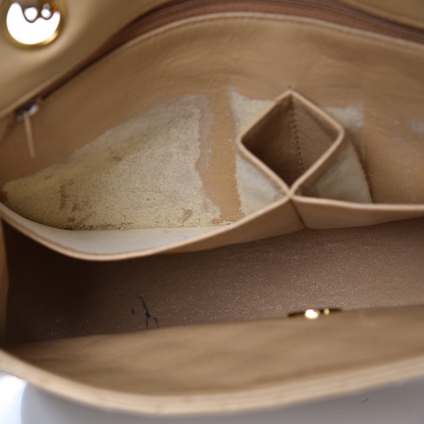 Lambskin Quilted Medium Single Flap Beige