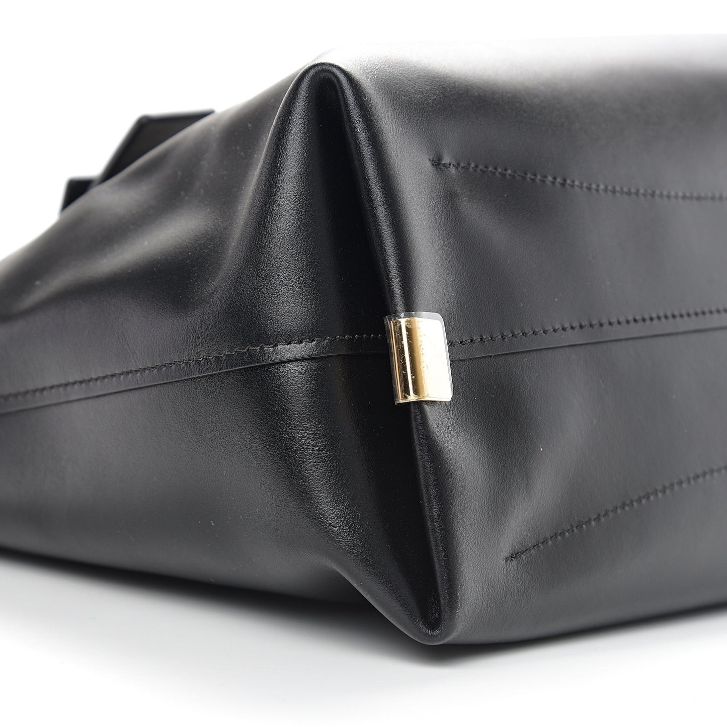 Shiny Calfskin Suede Medium C Zipped Tote Black