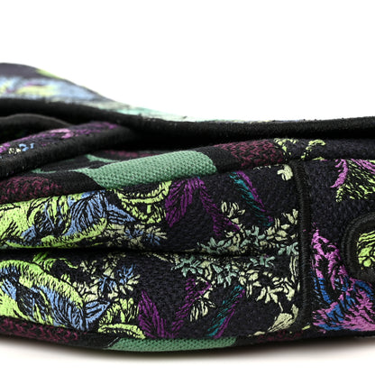 Christian Dior Canvas Embroidered Petites Fleurs Saddle Bag Black Multicolor 10 of 12