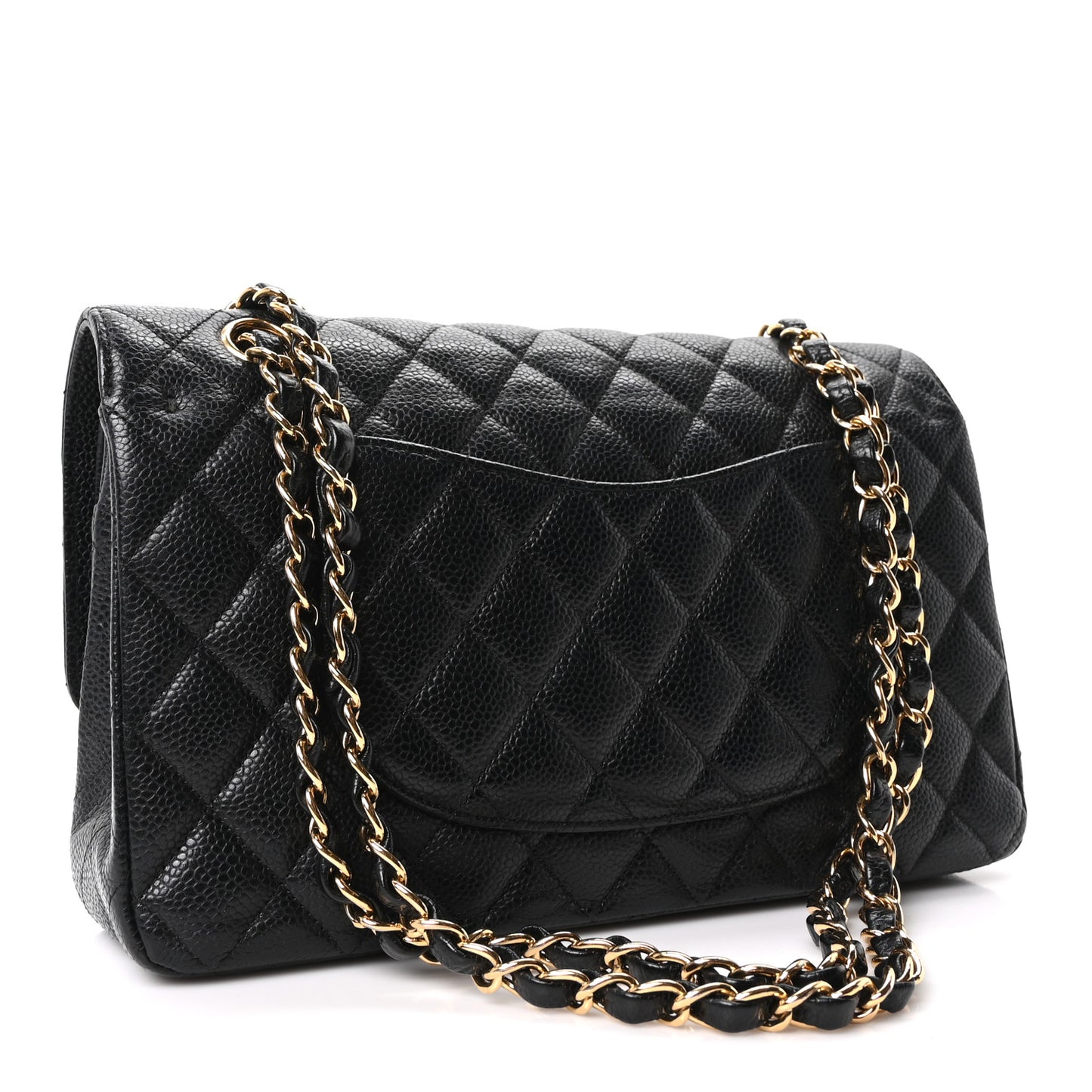 Caviar Quilted Medium Double Flap Black