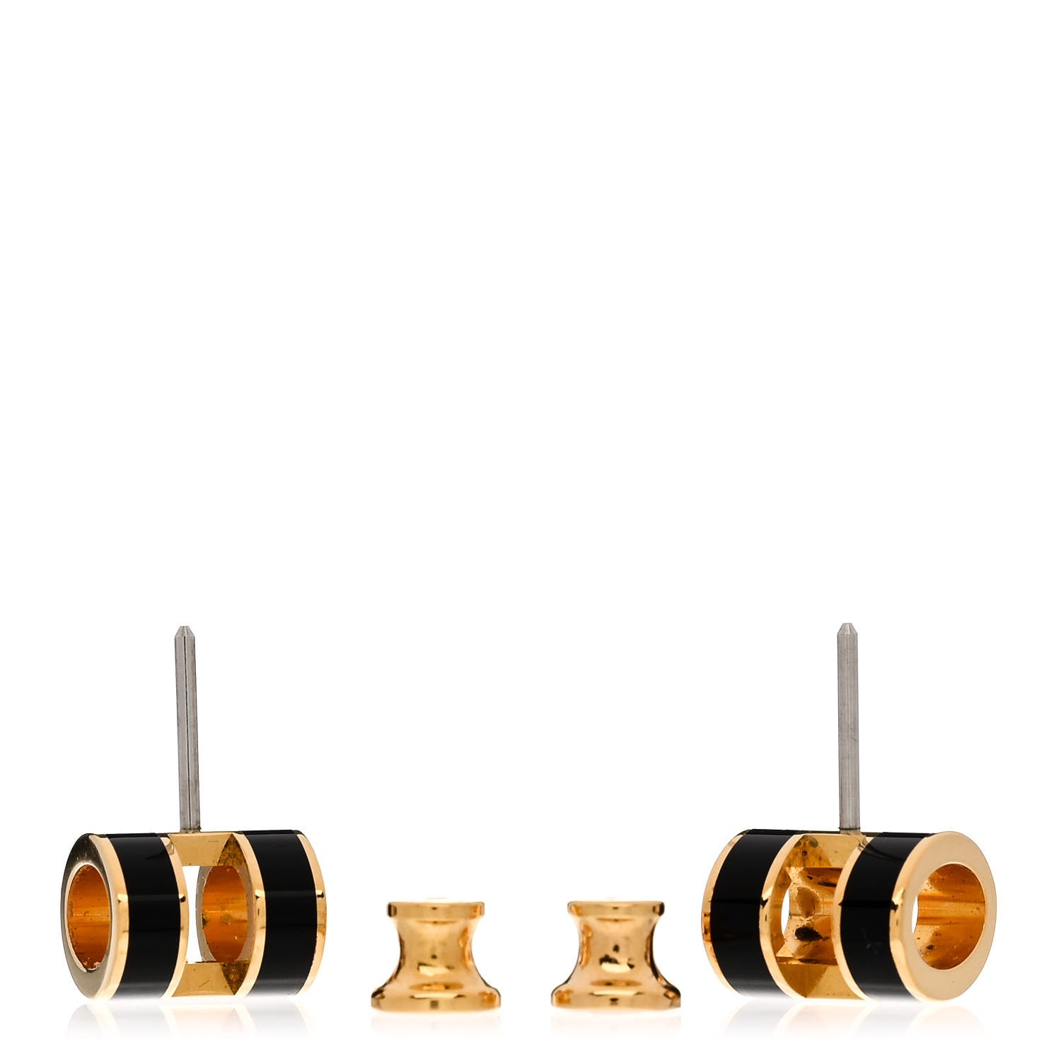 Hermes Gold Lacquered Pop H Earrings Black 3 of 5