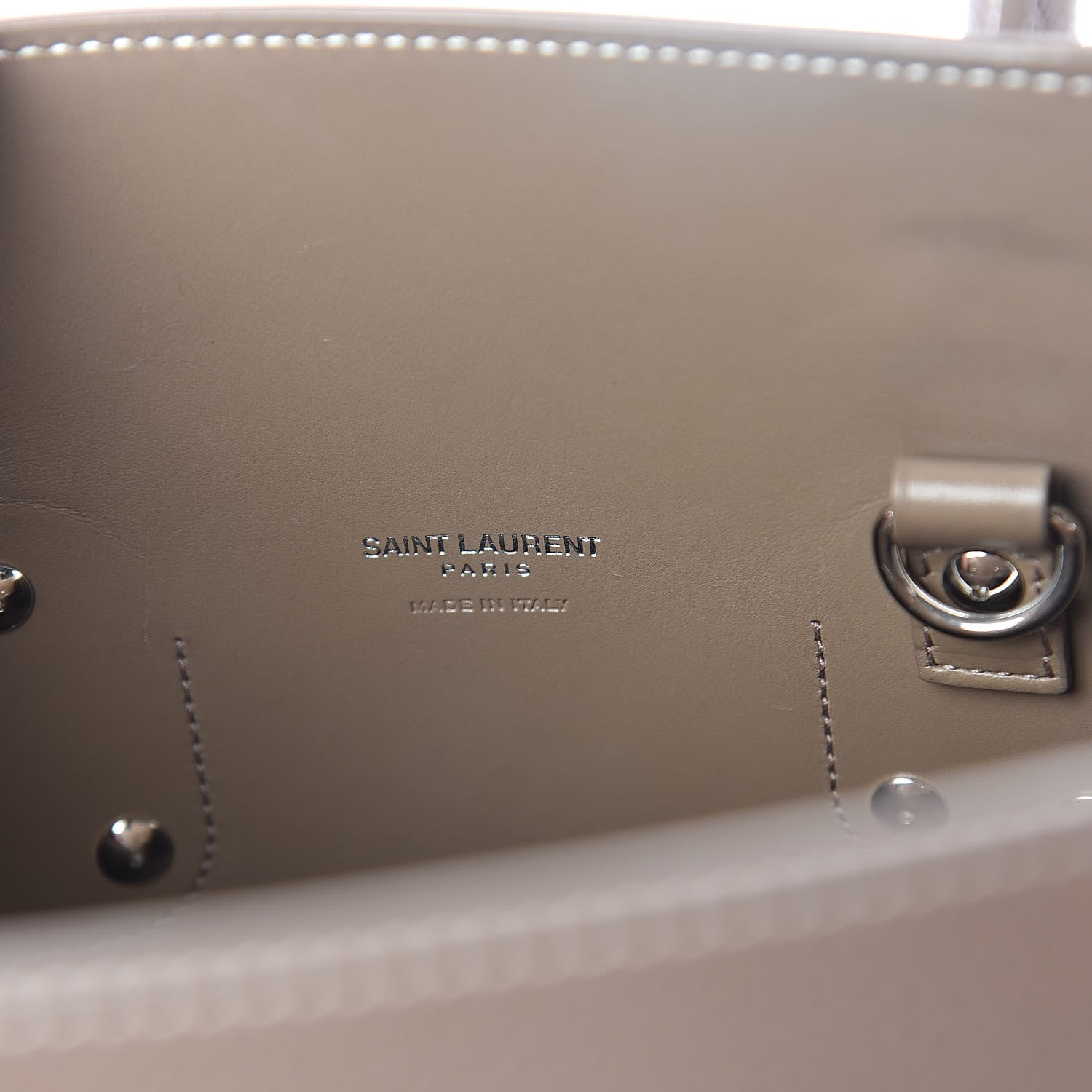 Saint Laurent Grained Calfskin Topstitch Small Classic Sac De Jour Taupe 6 of 9