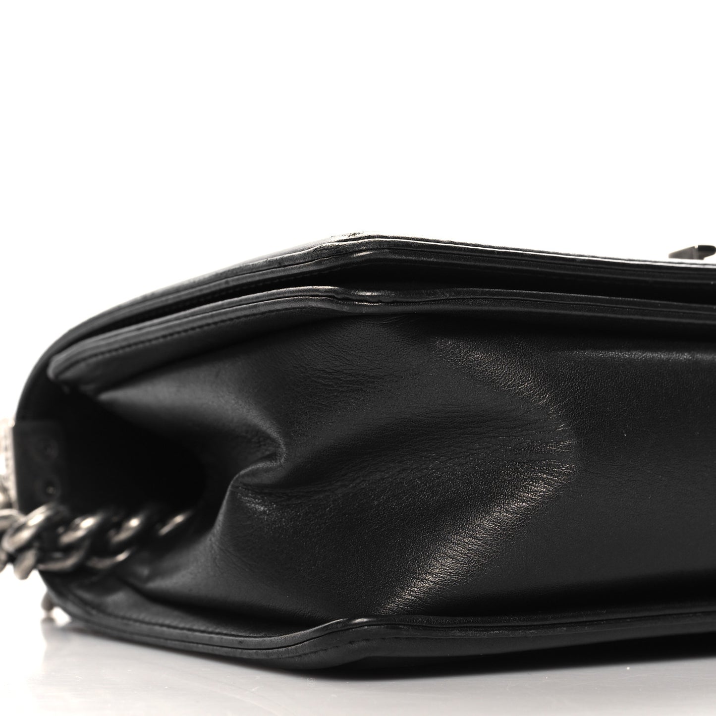 Metallic Calfskin Quilted Medium Boy Flap Black Black