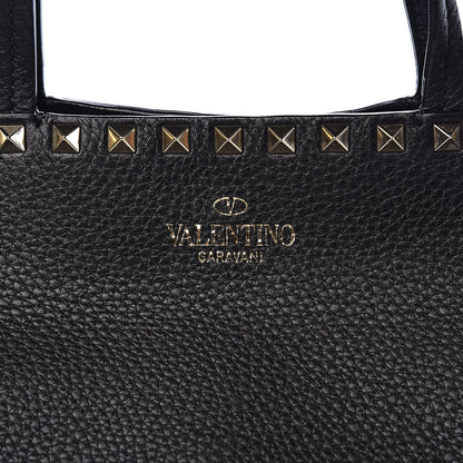 Valentino Garavani Grained Calfskin Rockstud Shoulder Tote Black 7 of 14