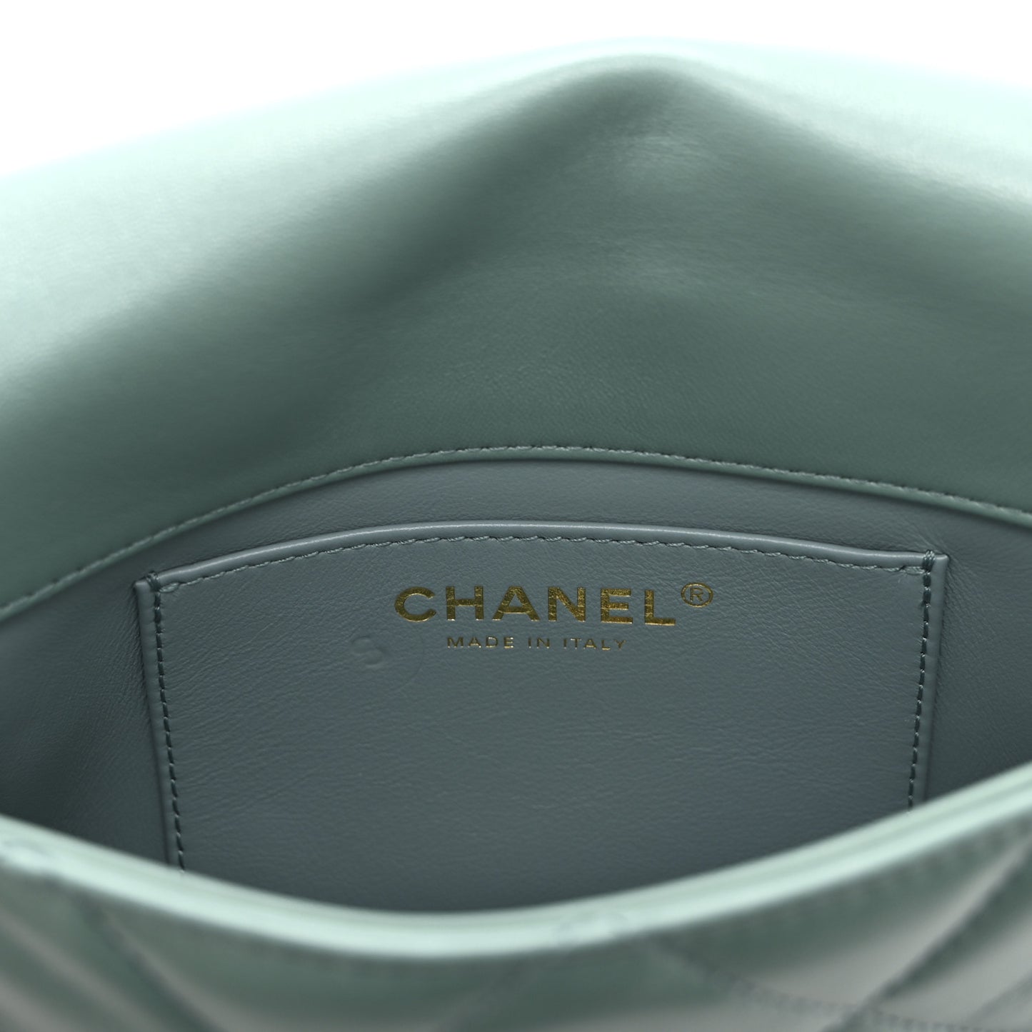 Lambskin Quilted Mini Chain Rows Flap  Green