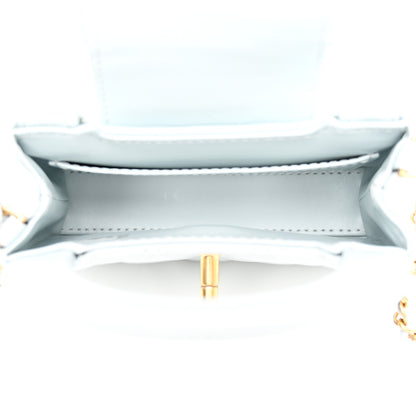 Chanel Shiny Aged Calfskin Quilted Mini Nano Kelly Shopper Light Blue 4 of 10