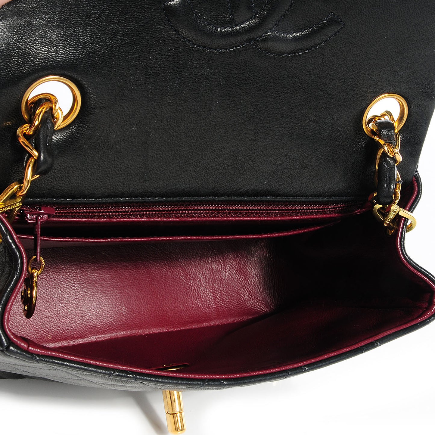 Lambskin Quilted Mini Square Flap Black