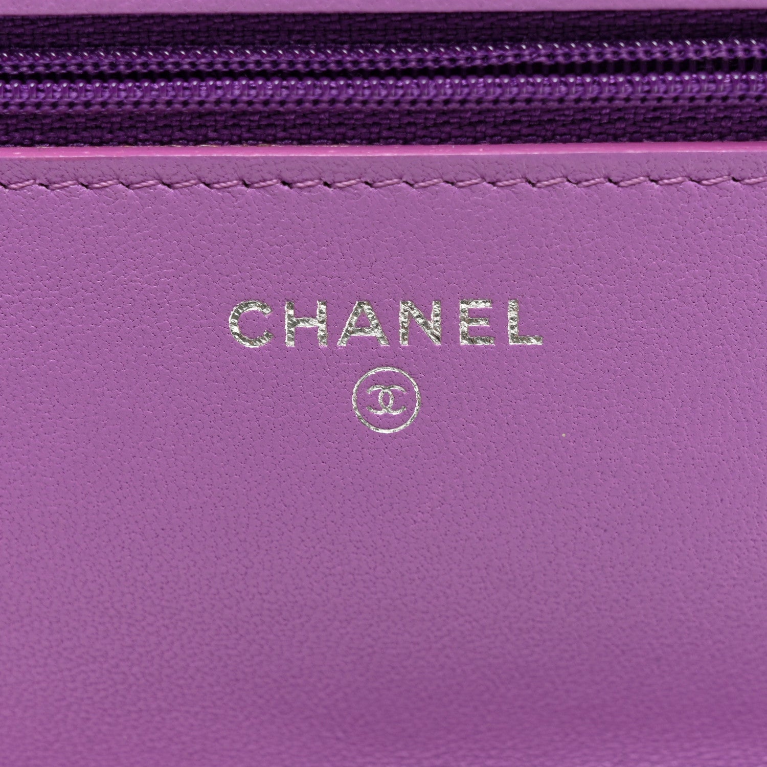 Chanel Lambskin Quilted Wallet On Chain WOC Purple 6 of 12