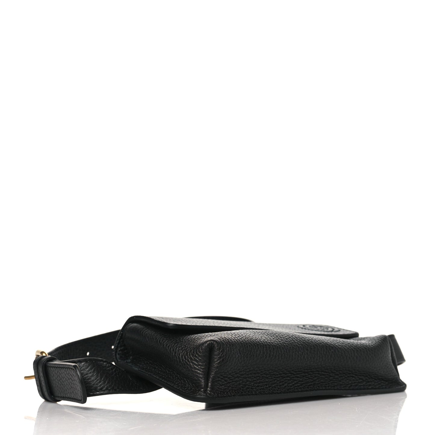Pebbled Calfskin Soho Flap Belt Bag Black