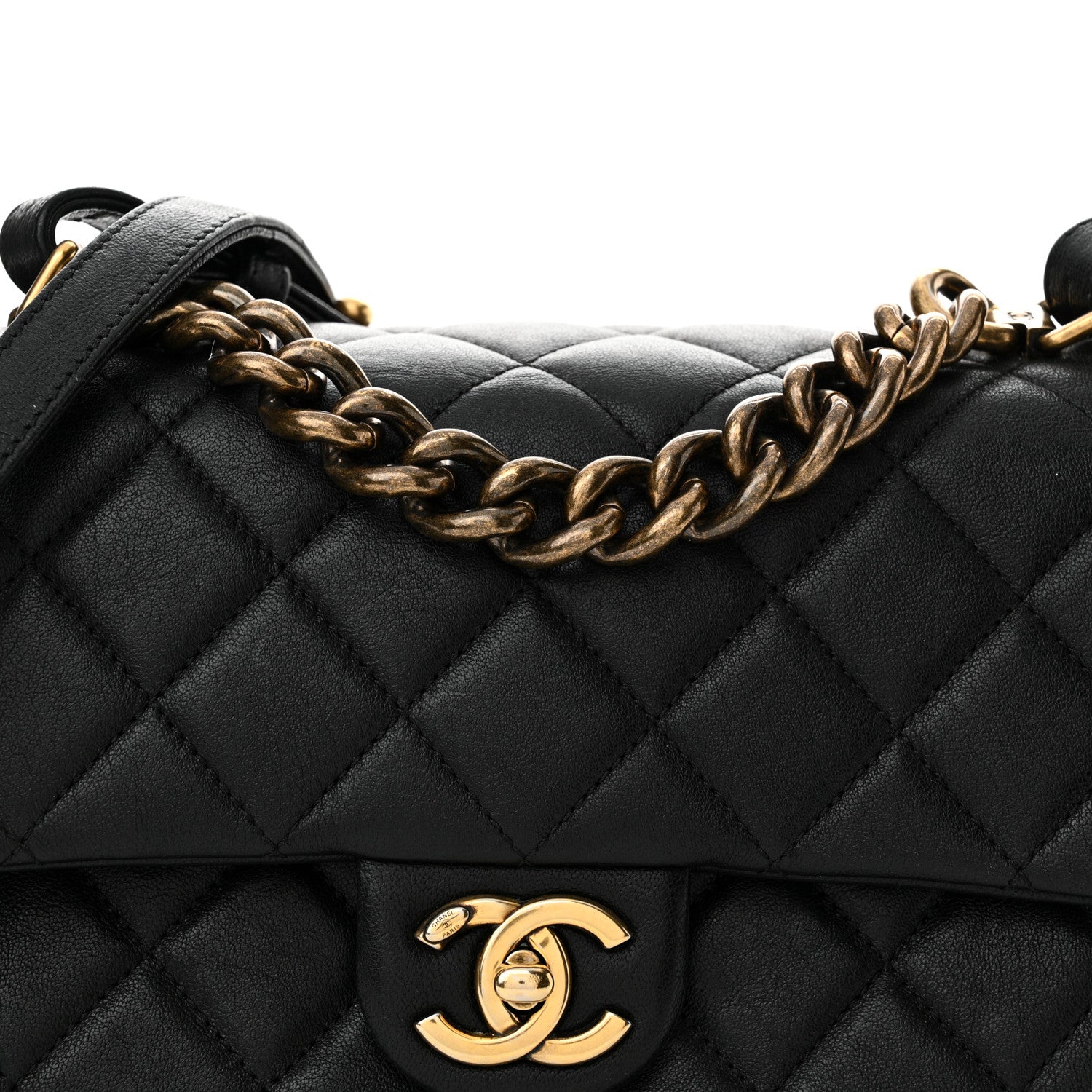 Chanel Shiny Sheepskin Quilted Small Trapezio Flap Black 8 of 15