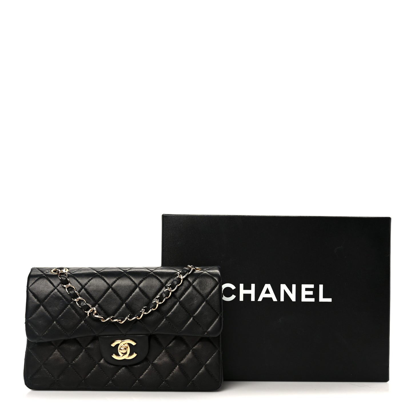 Lambskin Quilted Small Double Flap Black
