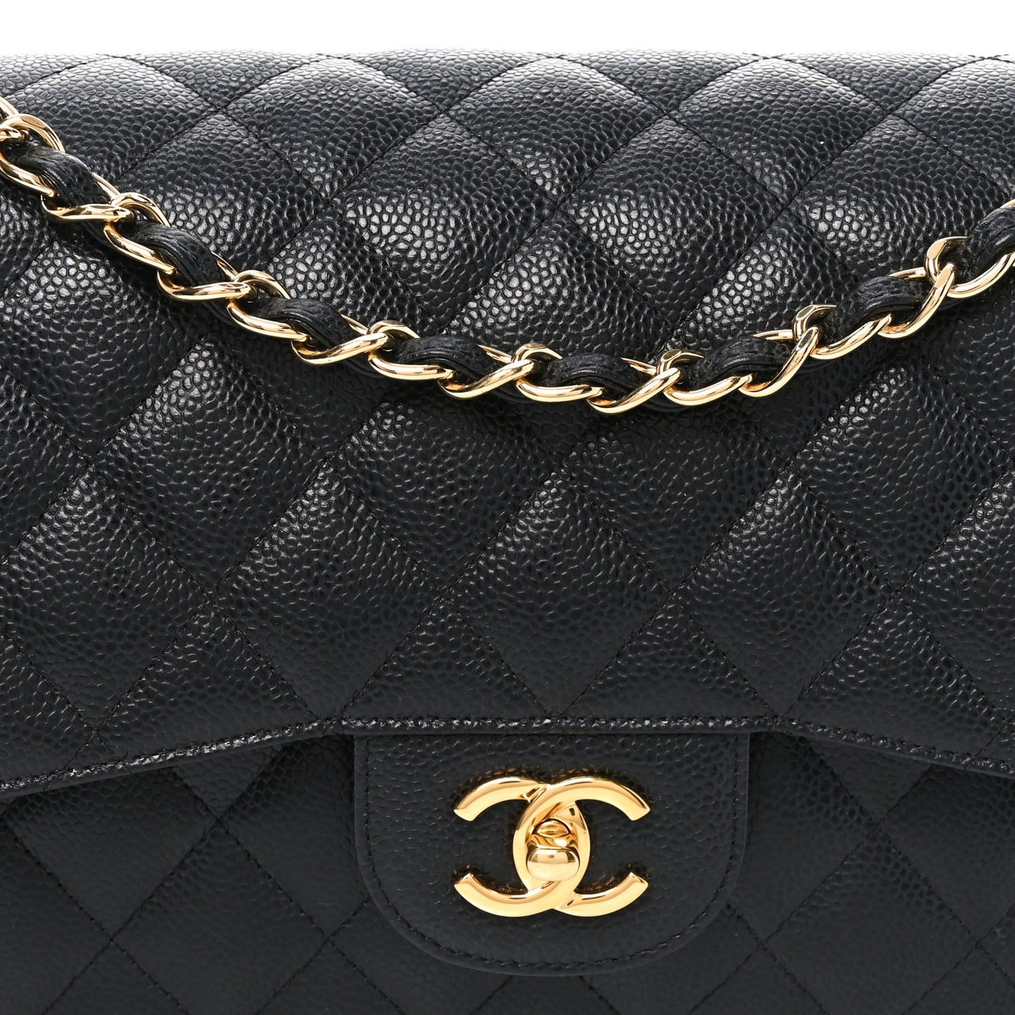 Caviar Quilted Jumbo Double Flap Black