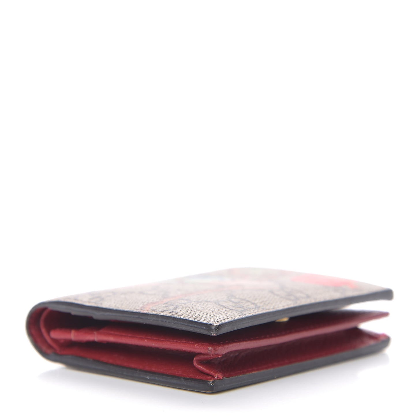 GG Supreme Monogram Tian Card Case Beige Multicolor Red